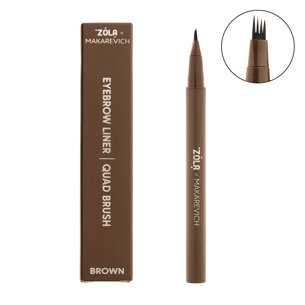 ZOLA x Makarevich Eyebrow Liner Brown eyeliner do brwi z aplikatorem Quad