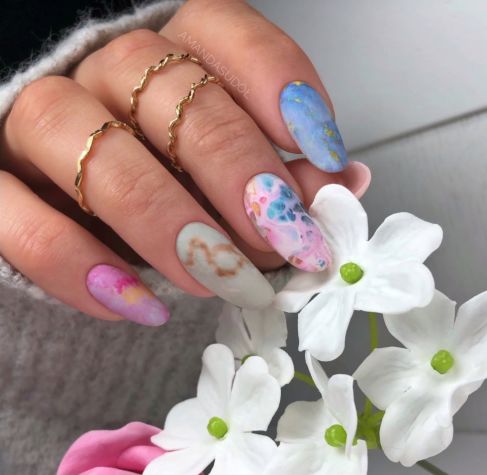 Semilac Folia Transferowa 09 - Pink & Blue Marble