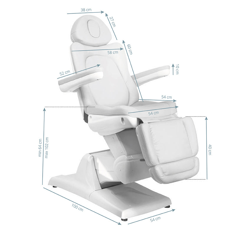 Fotel kosmetyczny elektr. Azzurro 870 3 siln. biały