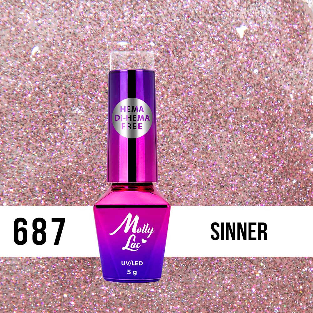 Lakier hybrydowy MollyLac Shocking Shine Sinner Hema/di-Hema free 5g Nr 687