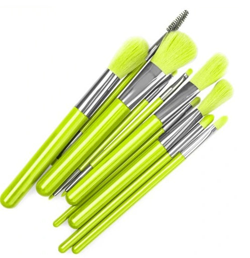 Zestaw 10 Pędzli Zielony Neon