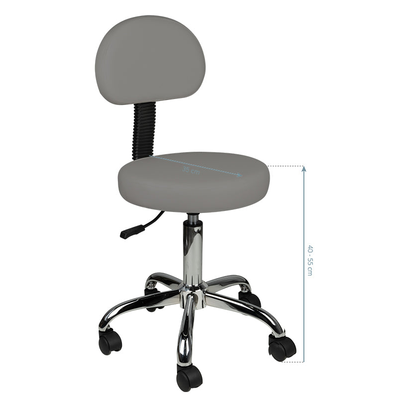 Taboret Kosmetyczny Z Oparciem Am-9934 Grey