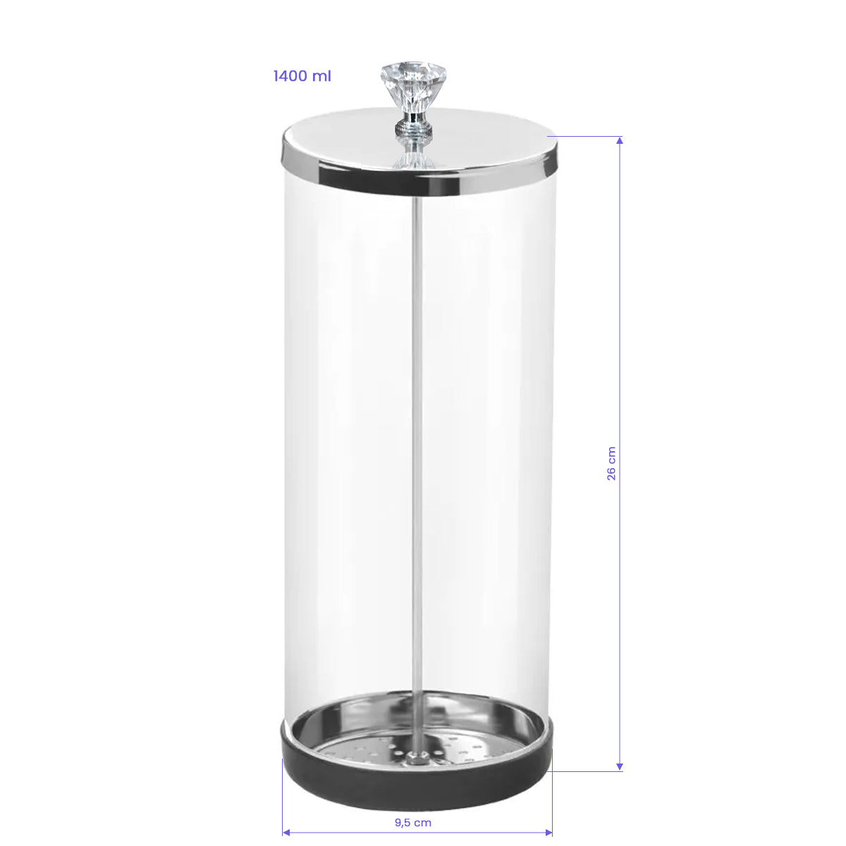 Pojemnik szklany do dezynfekcji narzędzi 1400 ml
