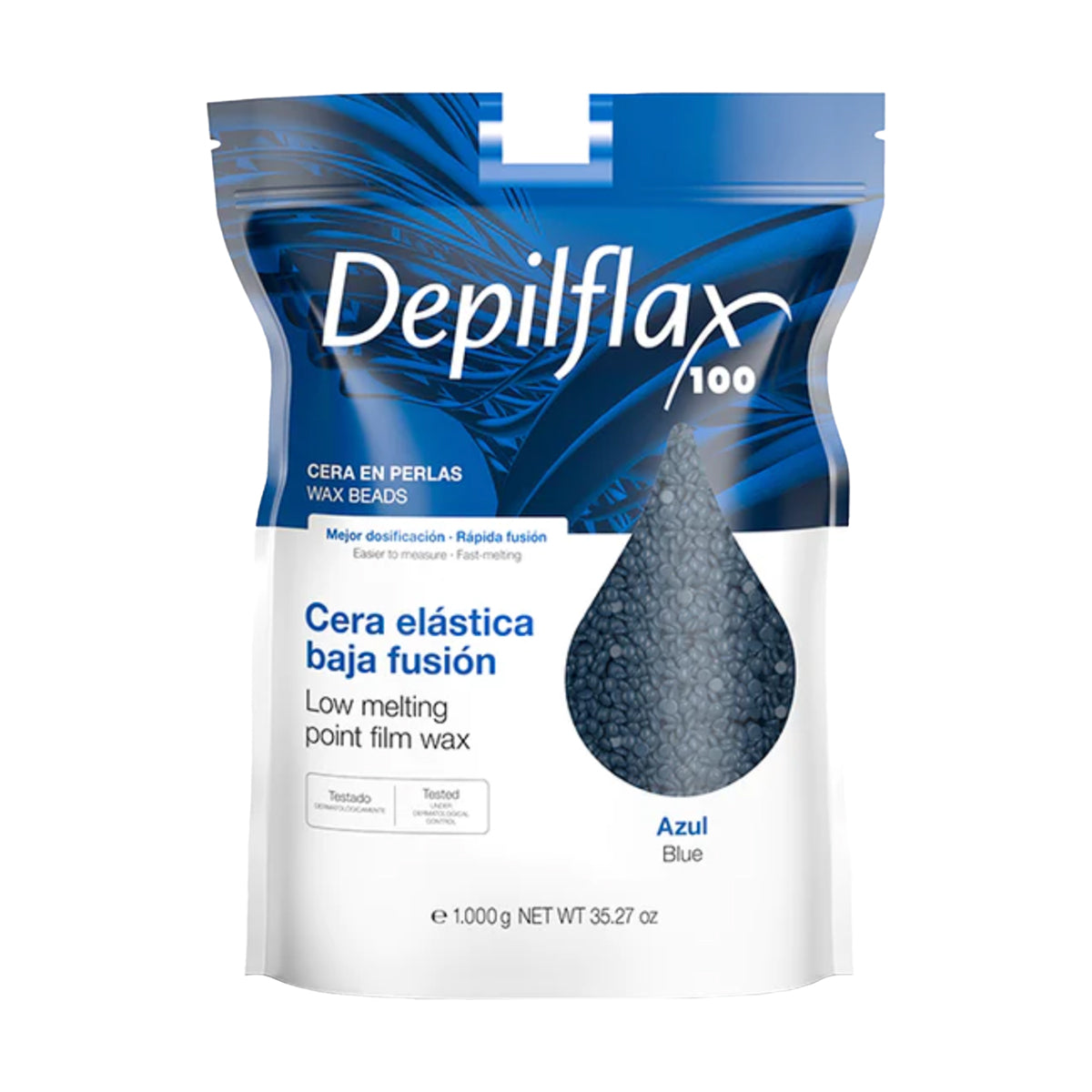 DEPILFLAX 100 ELASTYCZNY WOSK DO DEPILACJI O NISKIEJ TEMPERATURZE TOPNIENIA PERŁOWY AZUL 1000 G