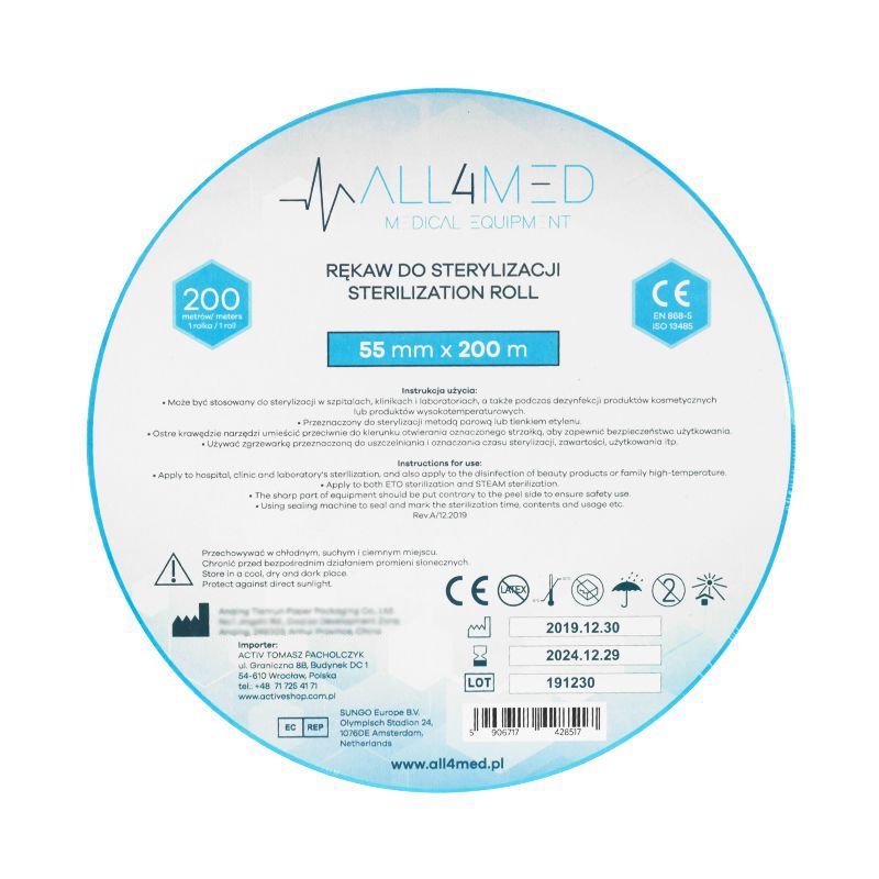 All4med - Rękaw do Sterylizacji Rolka 5,5cm x 200m