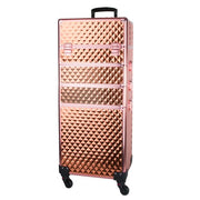 Kuferek Kosmetyczny XXXL 4w1 Walizka Na Kółkach Obrotowych 360 Stopni - Diamond 3D Rose GOlden (Okucia Rose Golden)