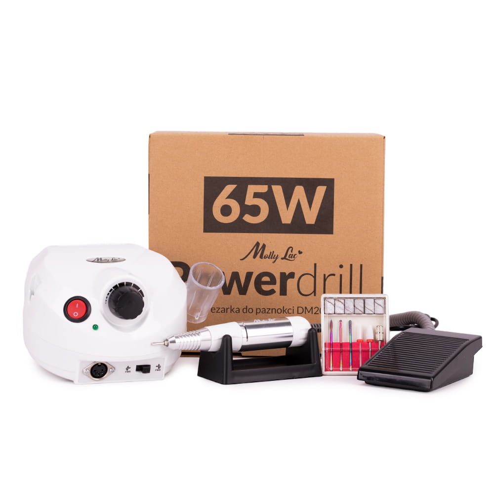Frezarka Do Paznokci 65w Z Zestawem Profesjonalnych Frezów Powerdrill Dm202 Mollylac Biała White