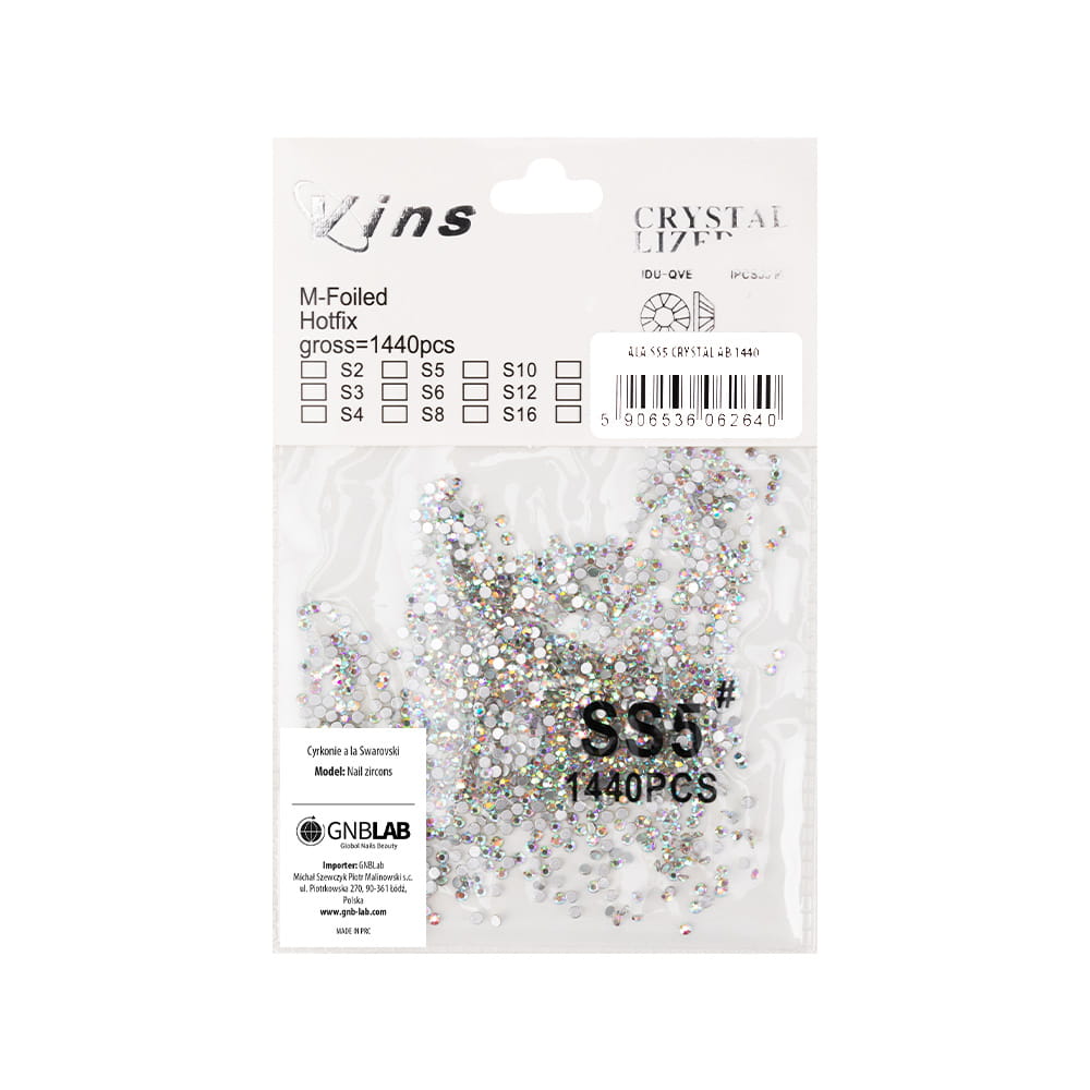 Cyrkonie Do Paznokci Szklane SS5 Crystal AB 1440 Szt Paczka