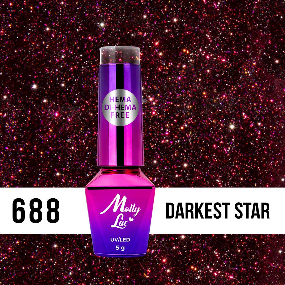 Lakier hybrydowy MollyLac Shocking Shine Darkest Star Hema/di-Hema free 5g Nr 688
