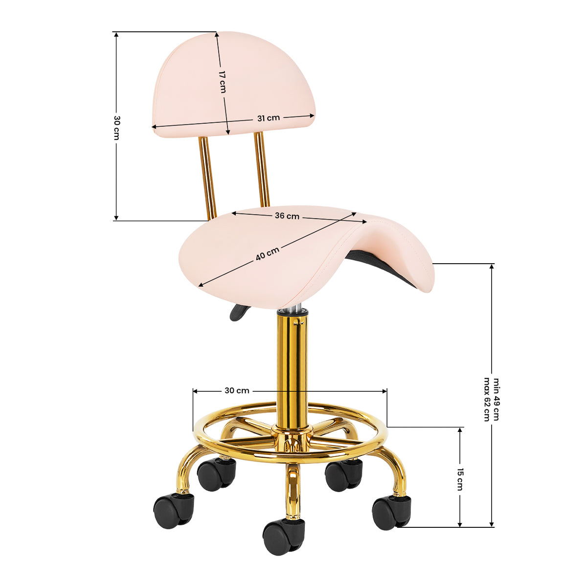 Taboret Kosmetyczny 6001G Złoto Różowy