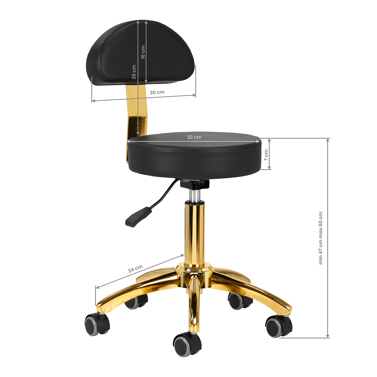 Taboret kosmetyczny AM-304G złoto czarny