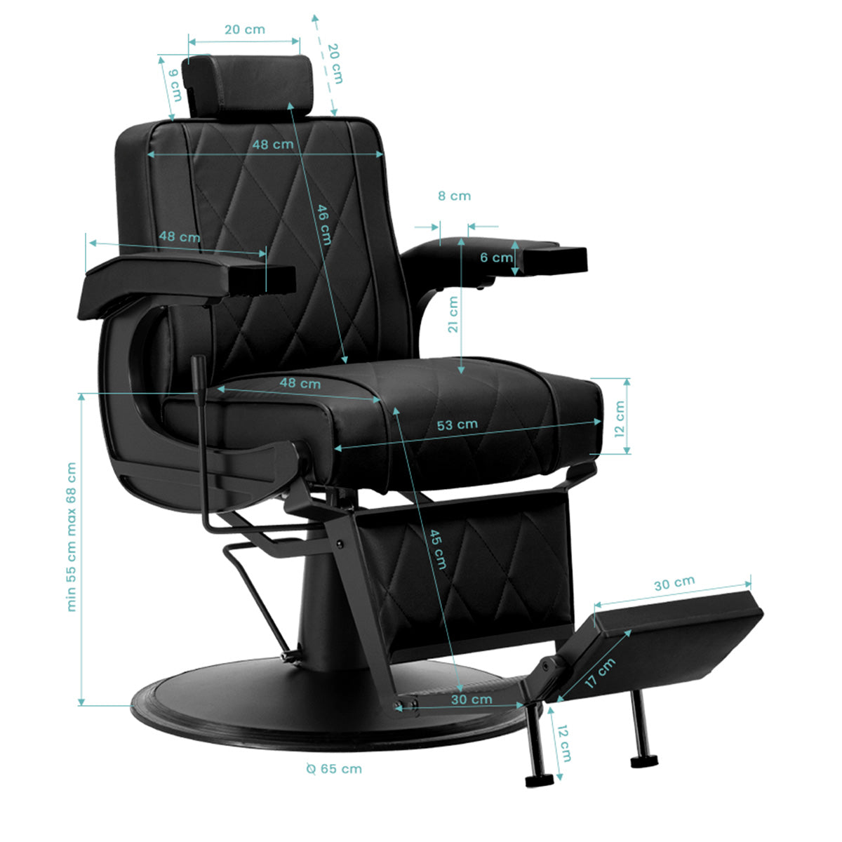 Hair System fotel barberski BM88066B czarny czarna rama