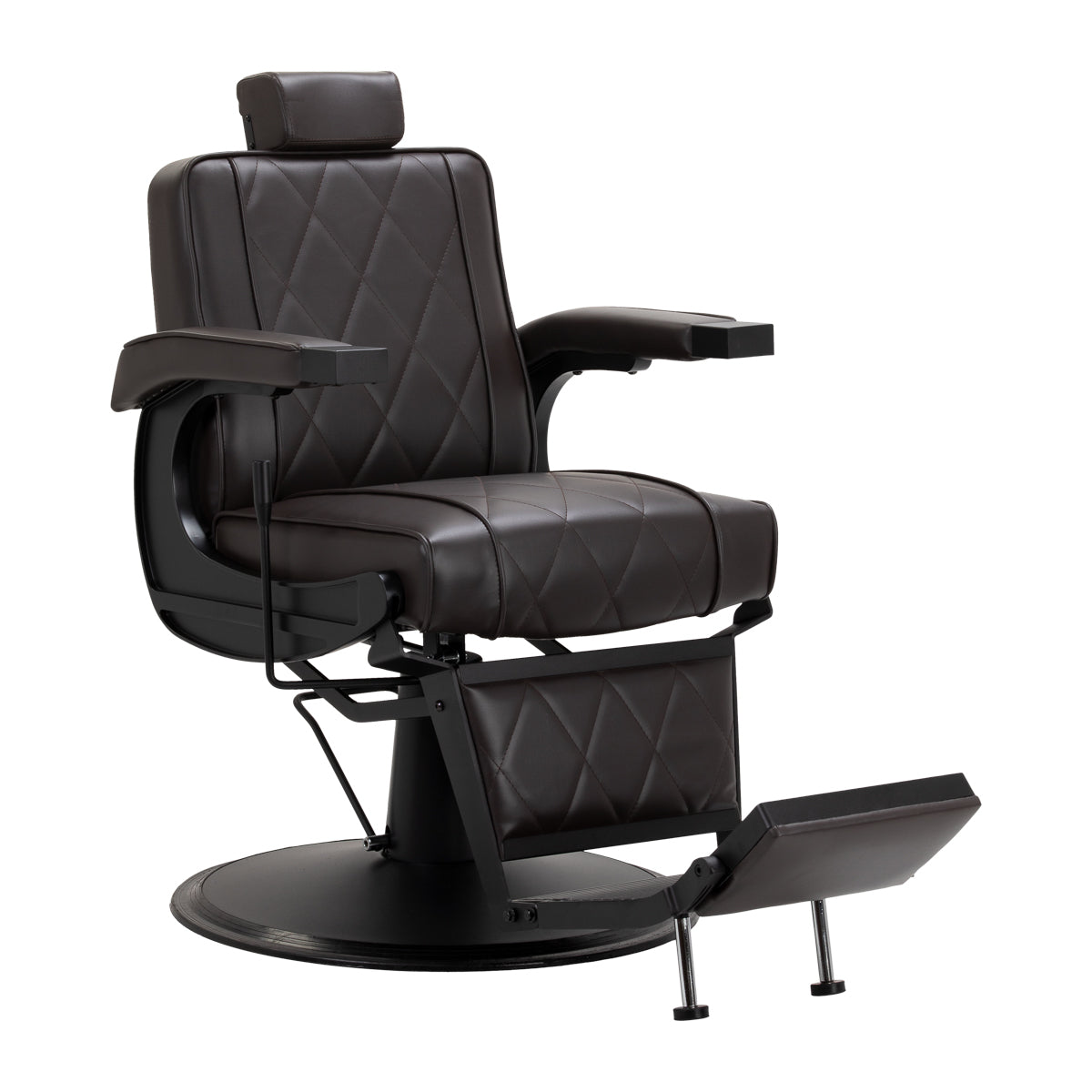 Hair System fotel barberski BM88066B brązowy czarna rama