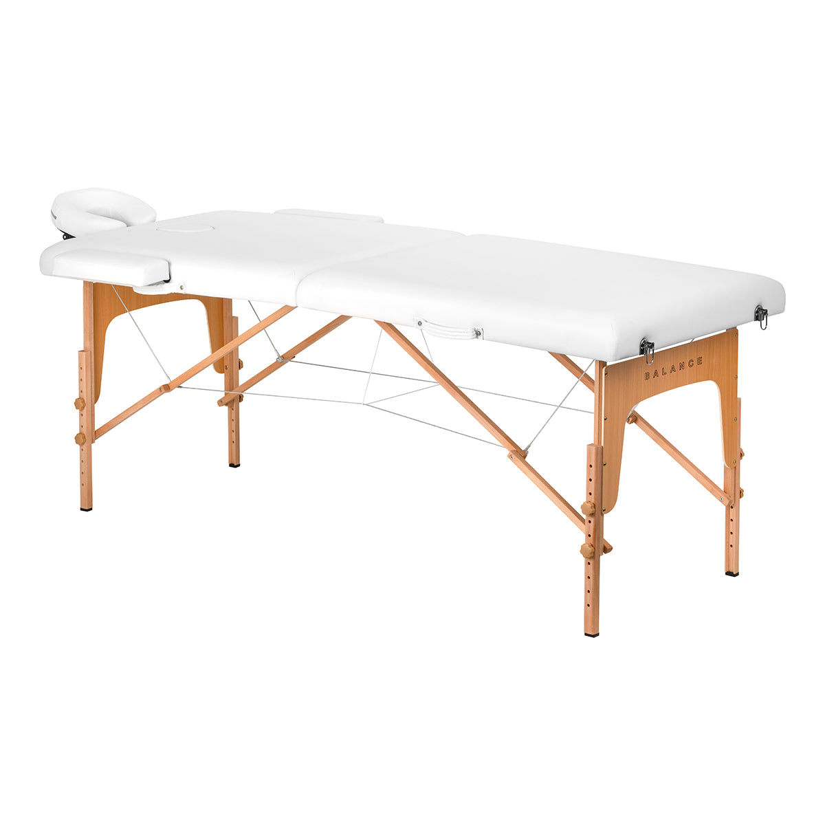 Stół składany do masażu drewniany Balance 2 segmentowy white