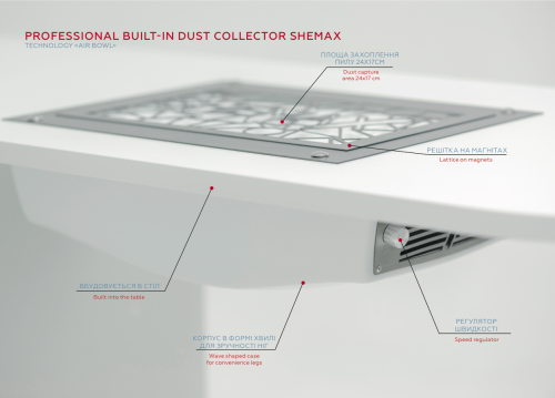 Shemax Pochłaniacz Pyłu Do Manicure Smart V-Pro - Do Zabudowy BIAŁY