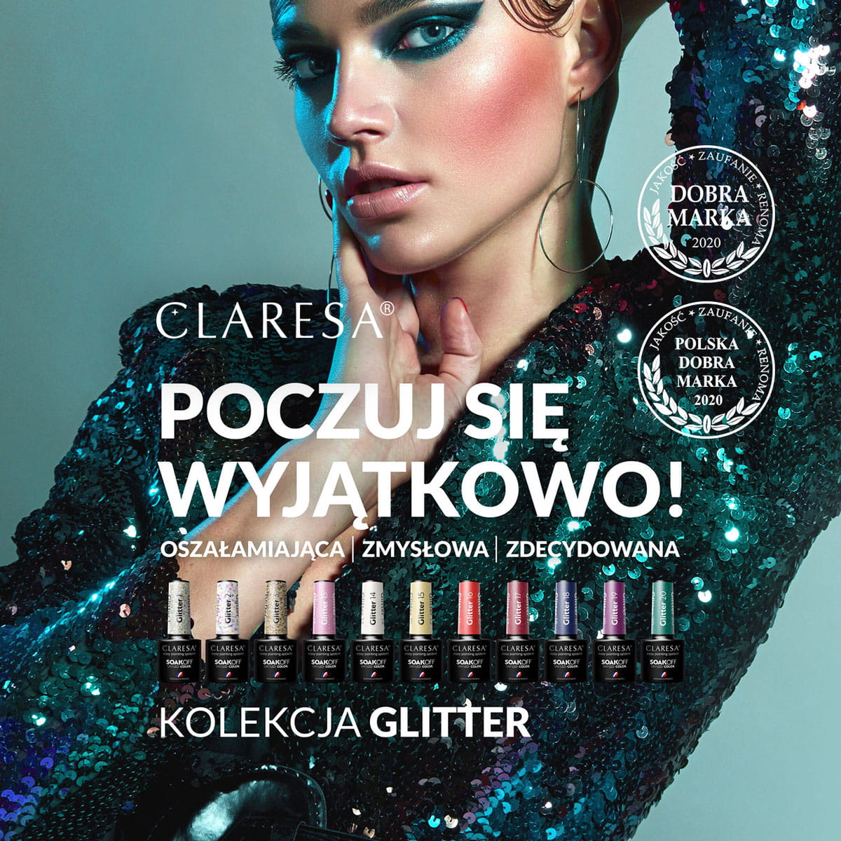 Claresa - Lakier hybrydowy GLITTER 3 -5g