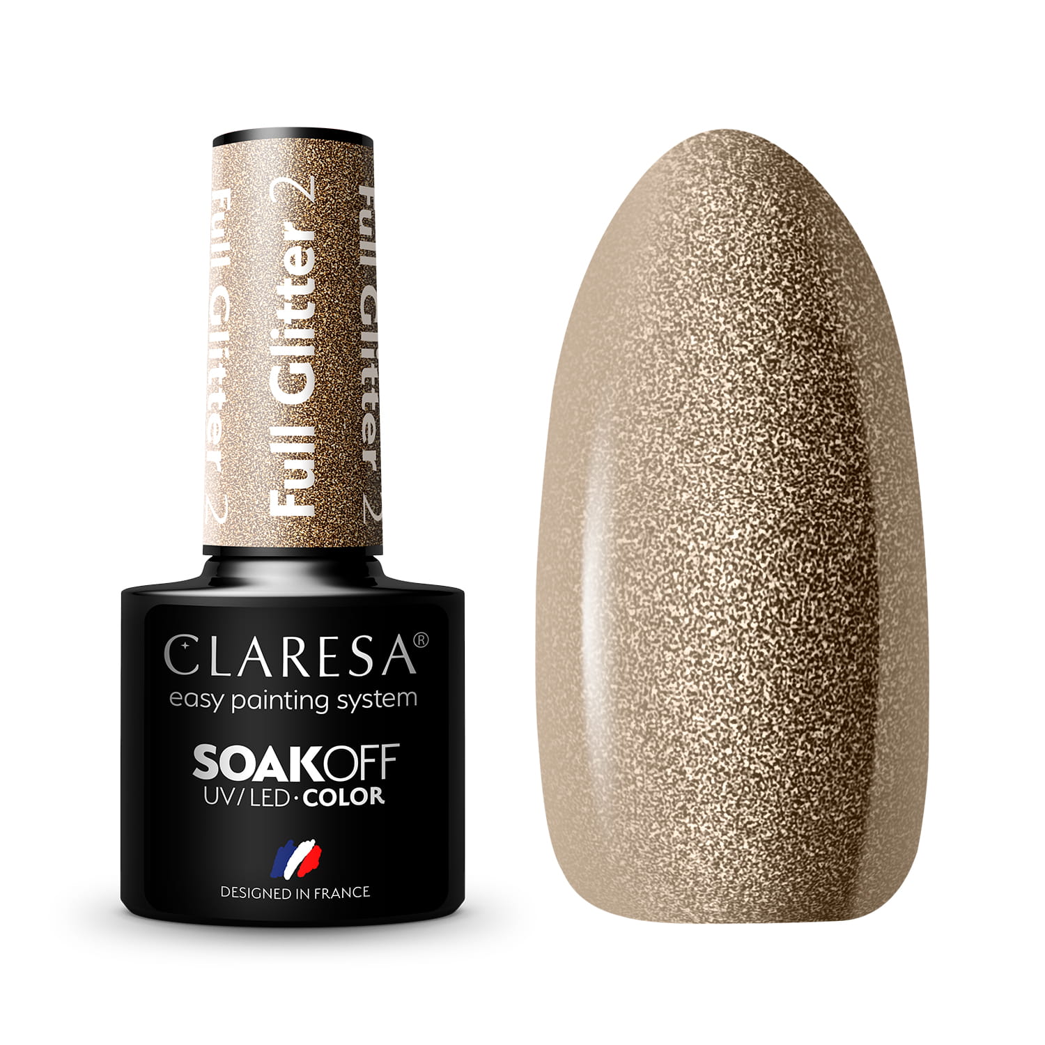 Claresa - Lakier hybrydowy FULL GLITTER 2 -5g