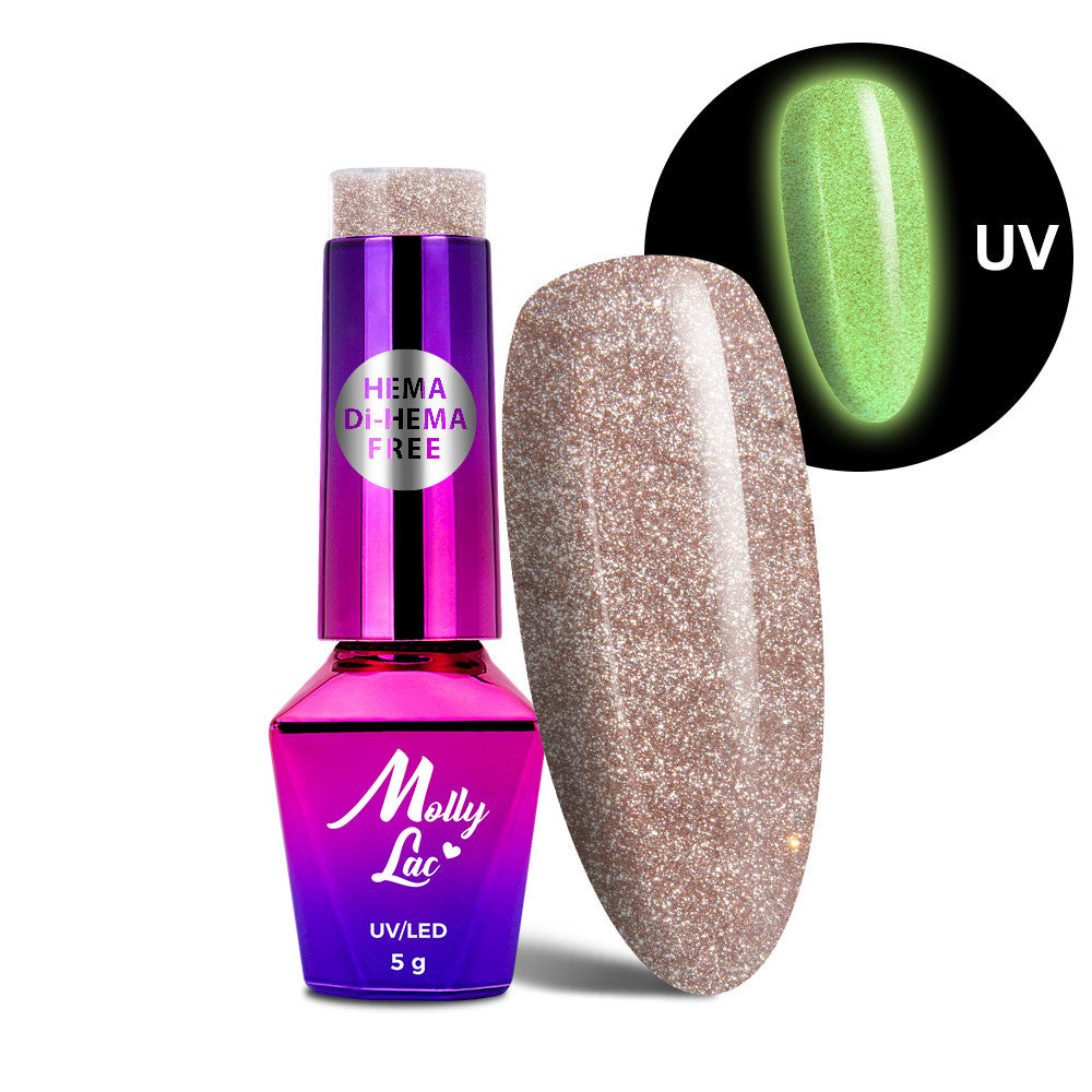 Lakier hybrydowy MollyLac Night Glowing Suede Hema/di-Hema free 5g Nr 670