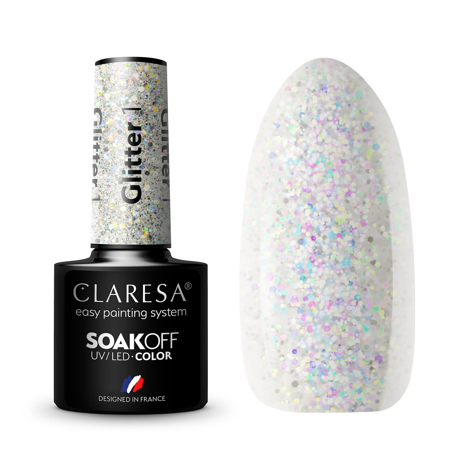 Claresa - Lakier hybrydowy GLITTER 1 -5g
