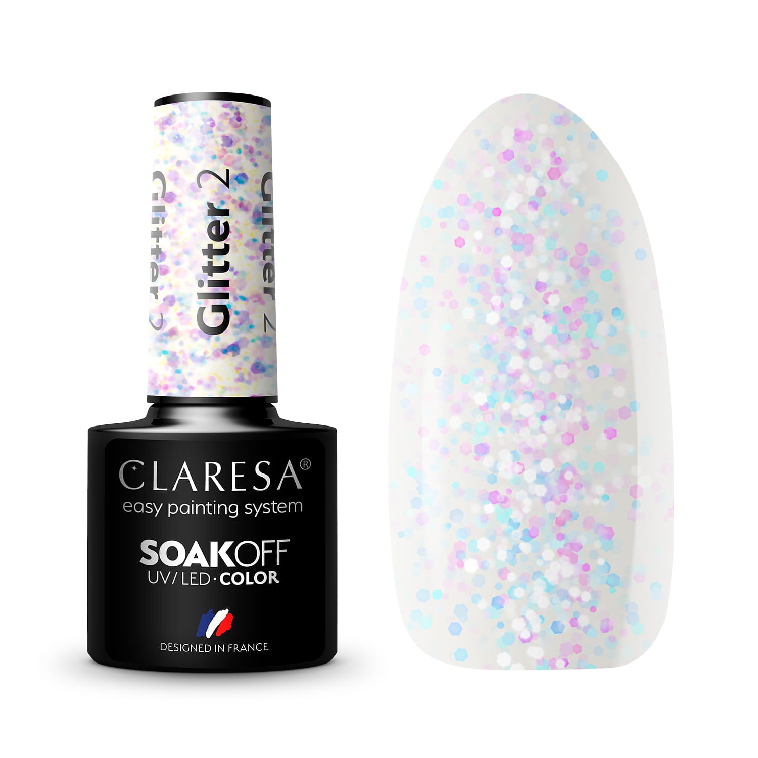 Claresa - Lakier hybrydowy GLITTER 2 -5g