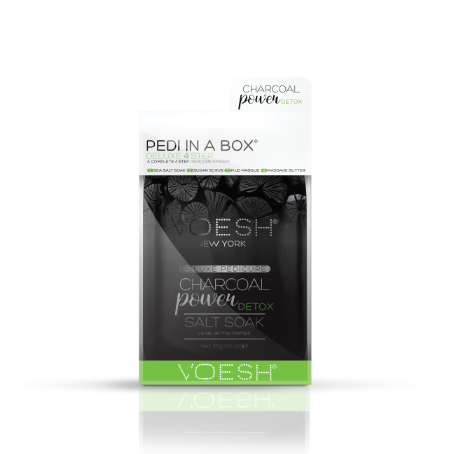 VOESH Charcoal Power Detox Pedi In A Box Deluxe Zestaw Do Pedicure 4 Kroki