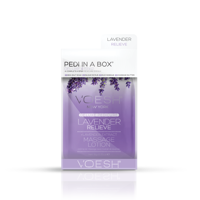 VOESH Lavender Relieve Pedi In A Box Deluxe Zestaw Do Pedicure 4 Kroki