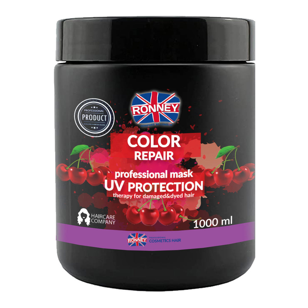 Ronney Mask Color Repair Cherry Uv Protection  - Maska Do Włosów Farbowanych Wiśniowa 1000 Ml