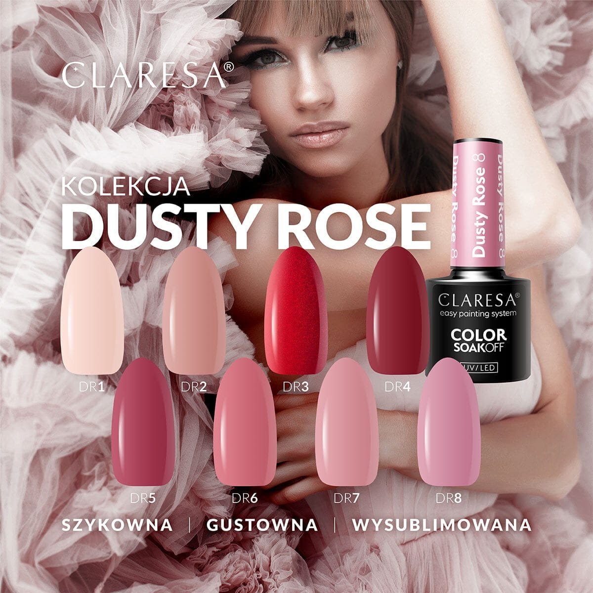 Claresa - Lakier hybrydowy Dusty Rose 8 - 5g