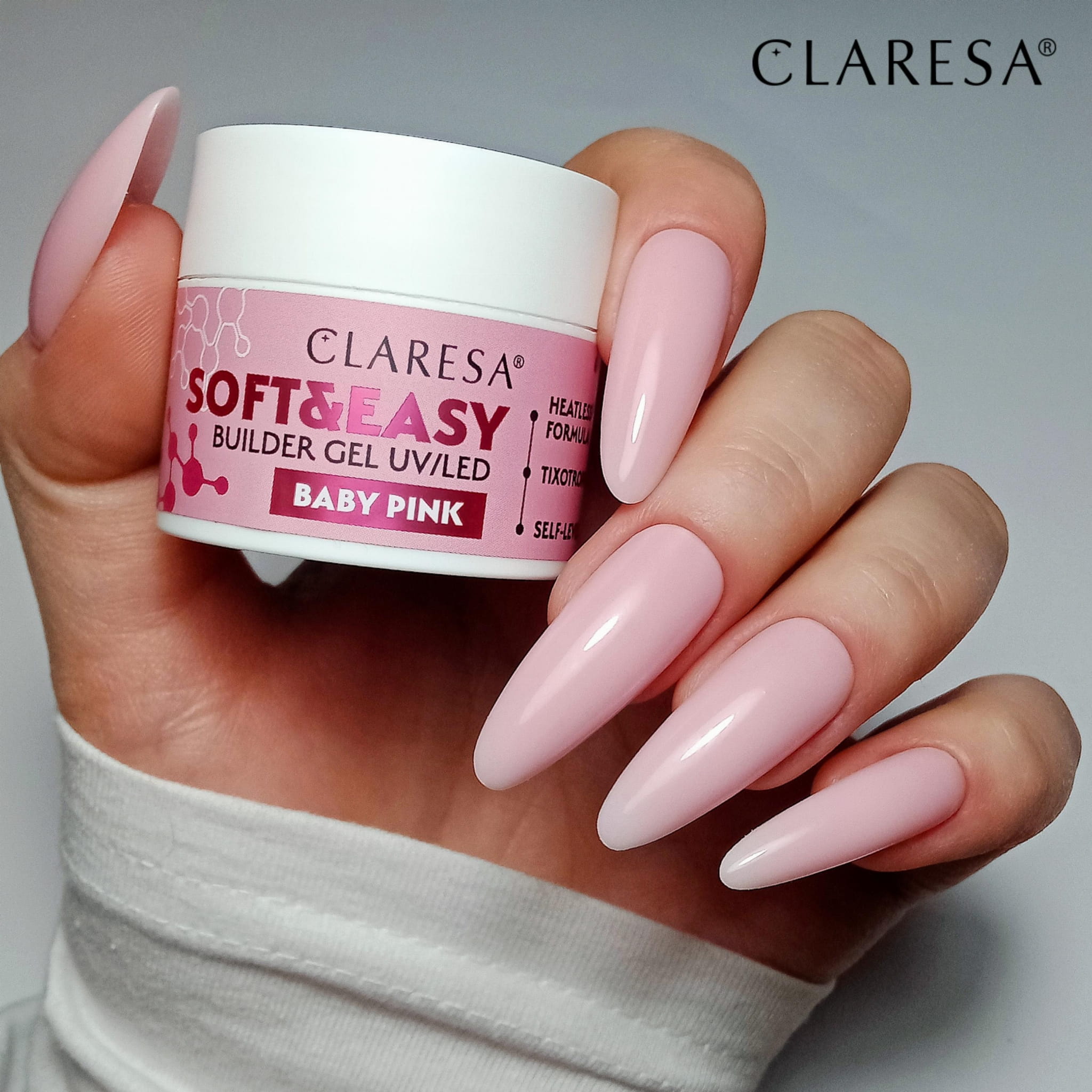 Claresa - Żel budujący SOFT&EASY builder gel baby pink 90g