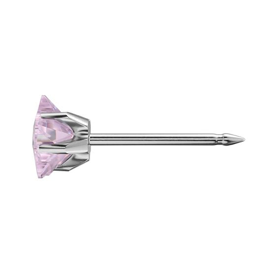 System75 Kolczyk Różowa Cubic/Zirconia Szlif Gwiaździsty 5mm