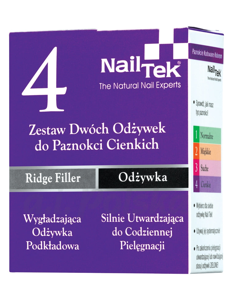 Nail Tek 4 Zestaw Dwóch Odżywek Do Paznokci Cienkich 2x15ml