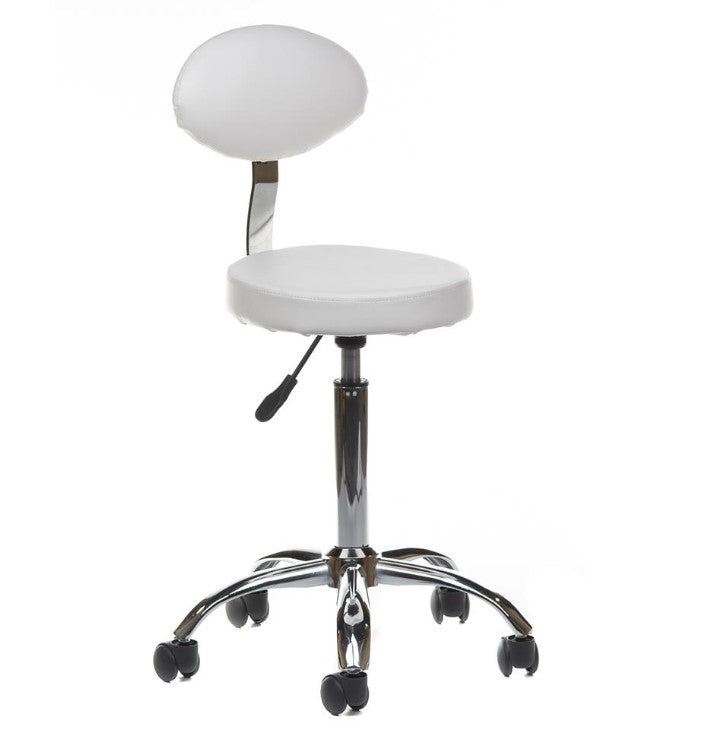 Taboret Kosmetyczny z Oparciem BH-7289 Biały
