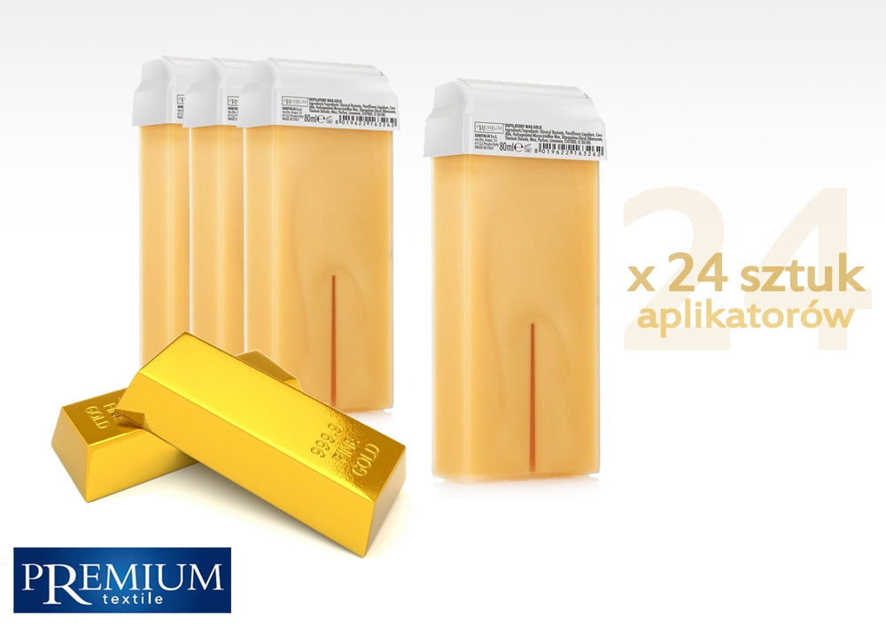 Zestaw Gabinetowy Wosk Do Depilacji Gold Z Szeroką Rolką 80ml X 24 Szt