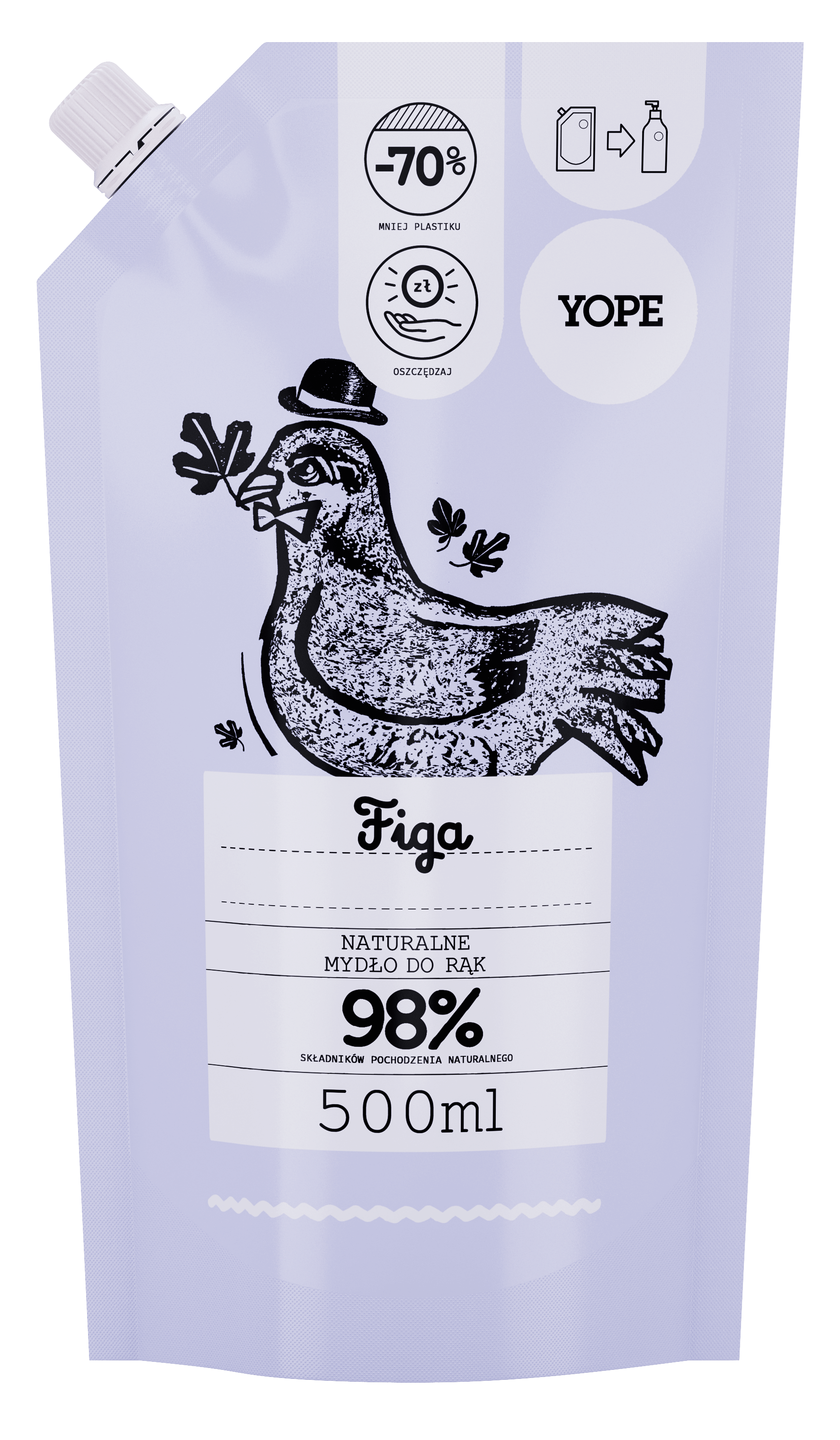 Yope Uzupełnienie Naturalne Mydło Do Rąk Figa 98% 500ml