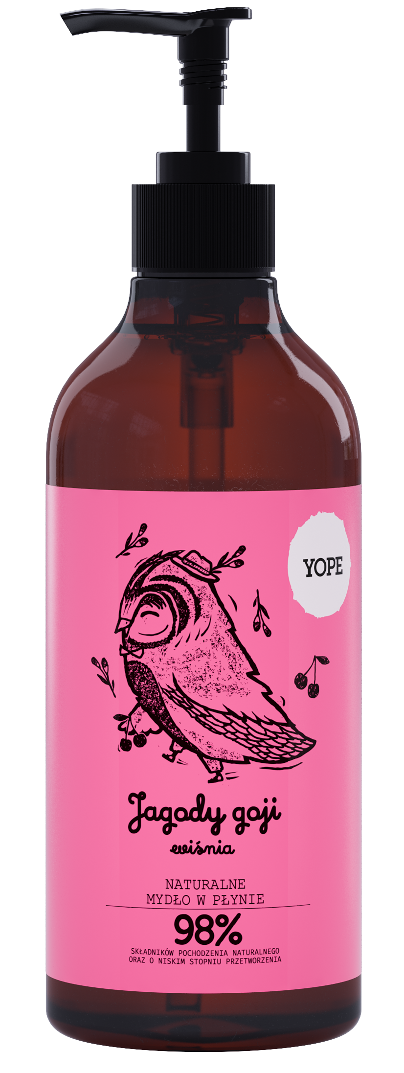 Yope Naturalne Mydło W Płynie Jagody Goji I Wiśnia 98% 500ml