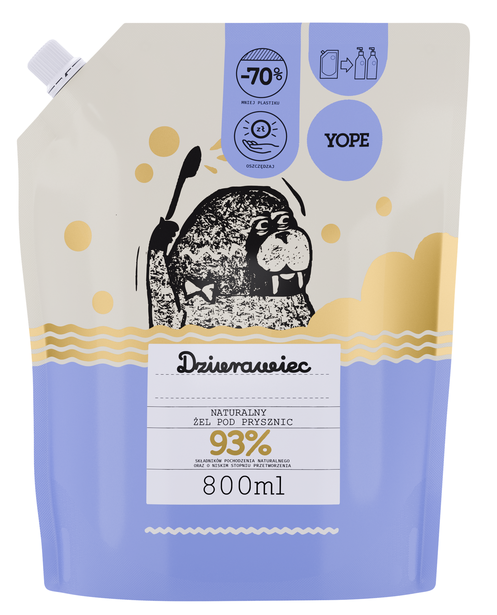Yope Uzupełnienie Naturalny Żel Pod Prysznic Dziurawiec 93% 800ml