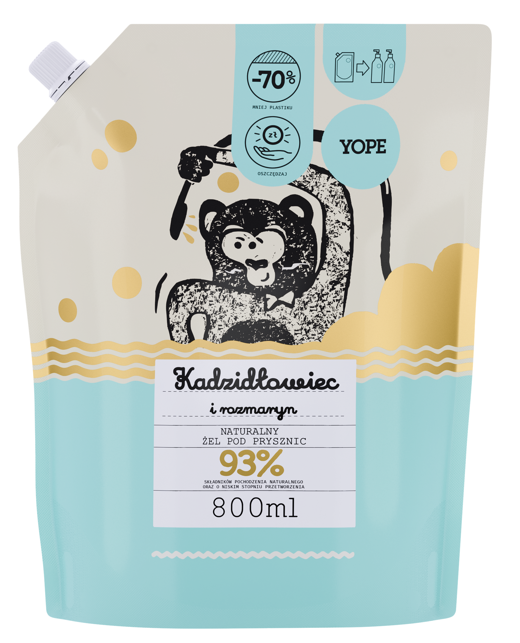 Yope Uzupełnienie Naturalny Żel Pod Prysznic Kadzidłowiec I Rozmaryn 93% 800ml