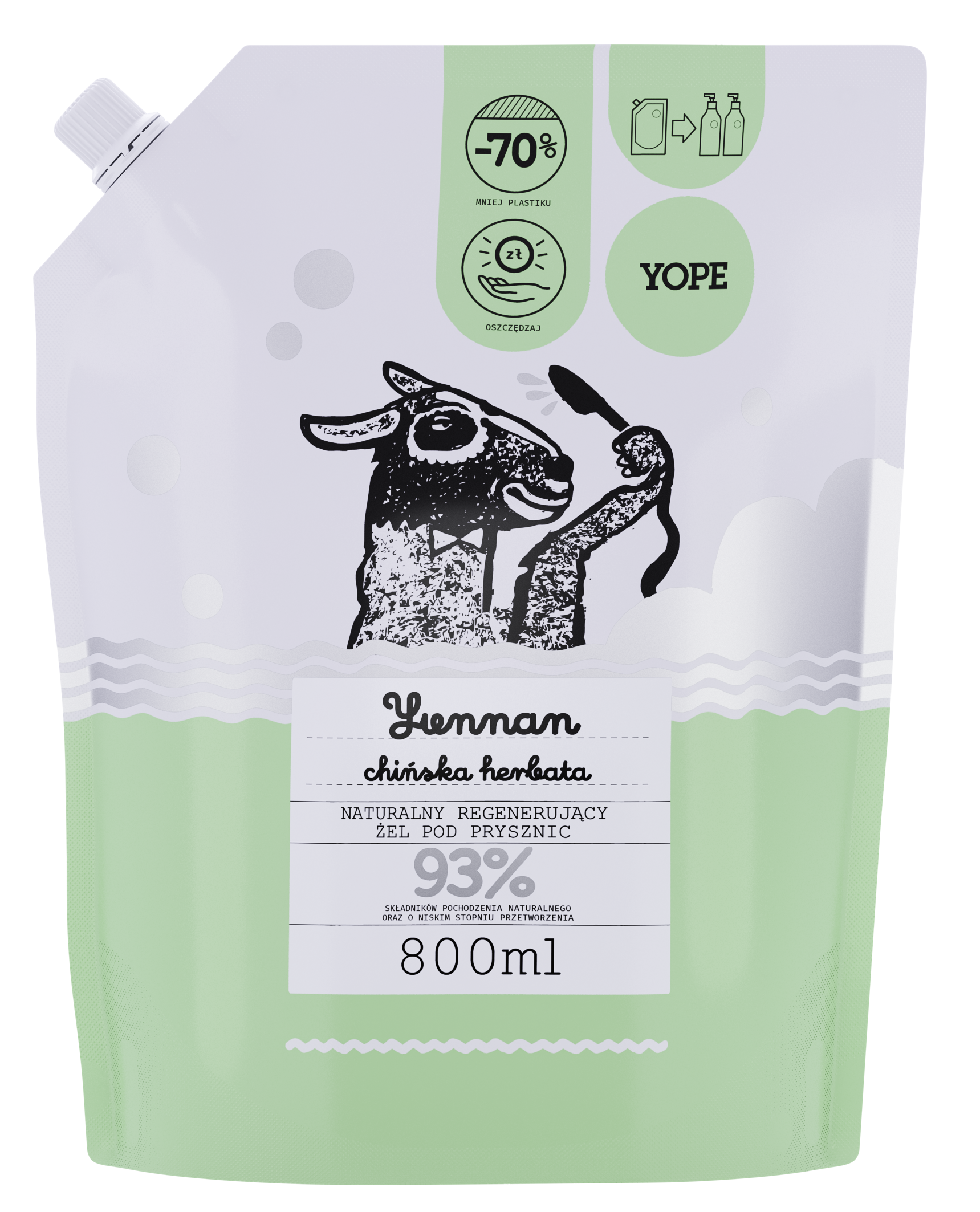 Yope Uzupełnienie Naturalny Regenerujący Żel Pod Prysznic Yunnan Chińska Herbata 93% 800ml