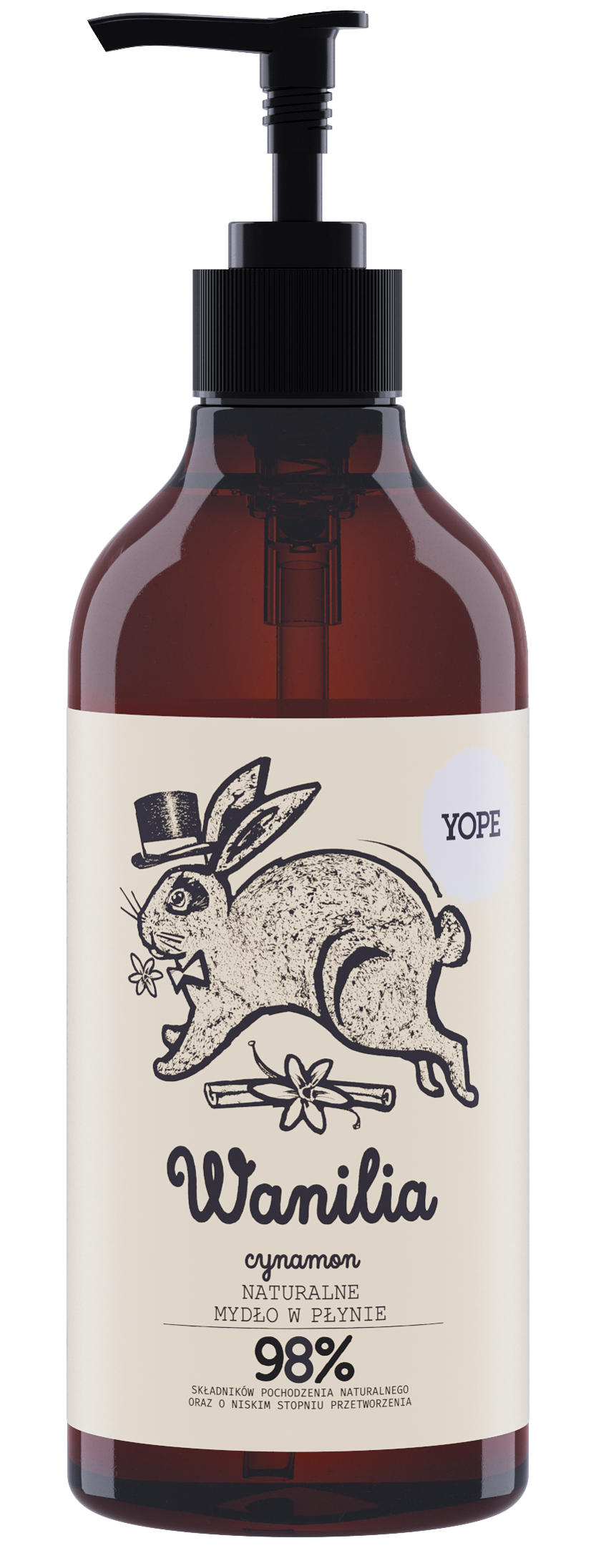 Yope Naturalne Mydło W Płynie Wanilia Cynamon 98% 500ml PAO