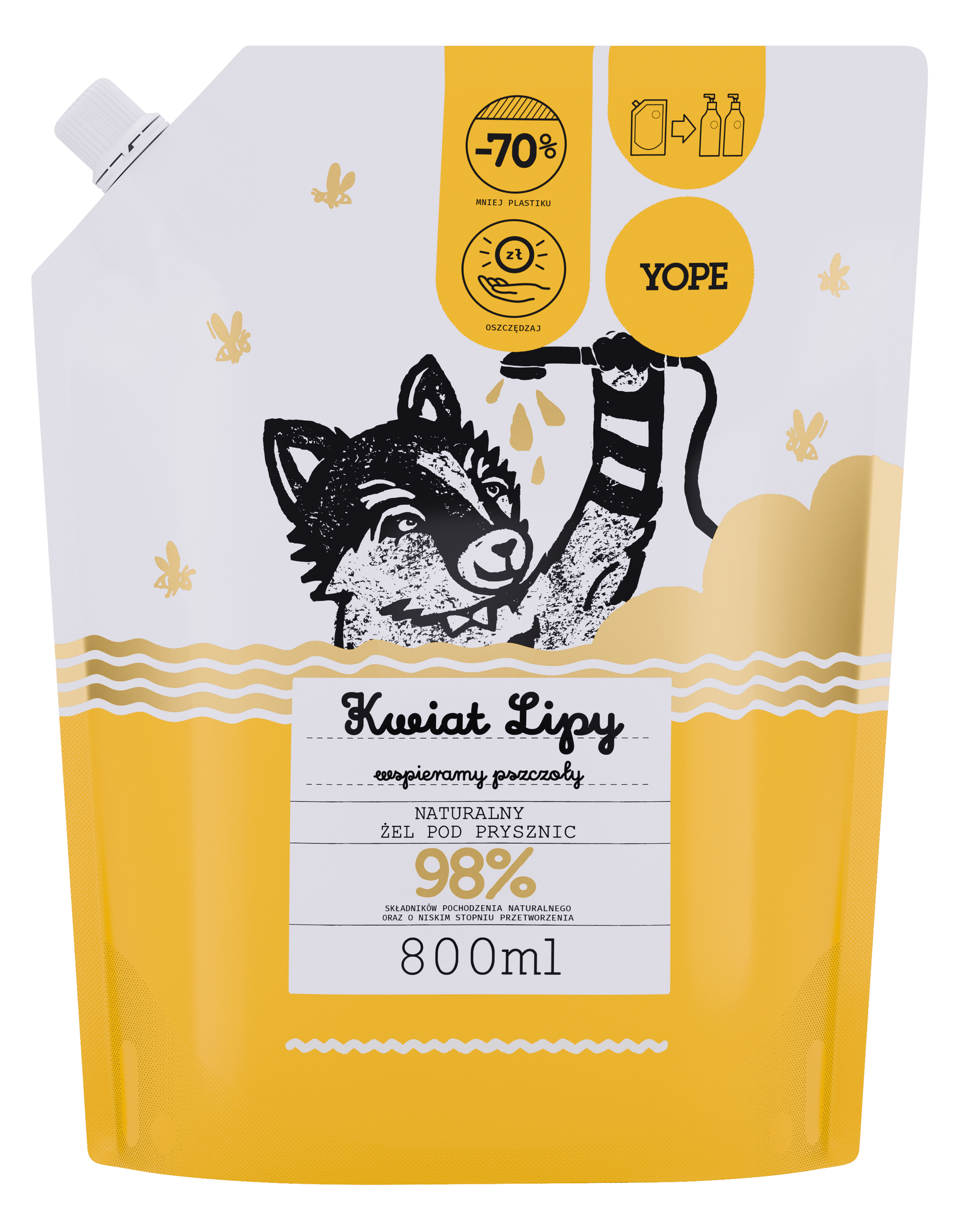 Yope Uzupełnienie Naturalny Żel Pod Prysznic Kwiat Lipy 98% 800ml