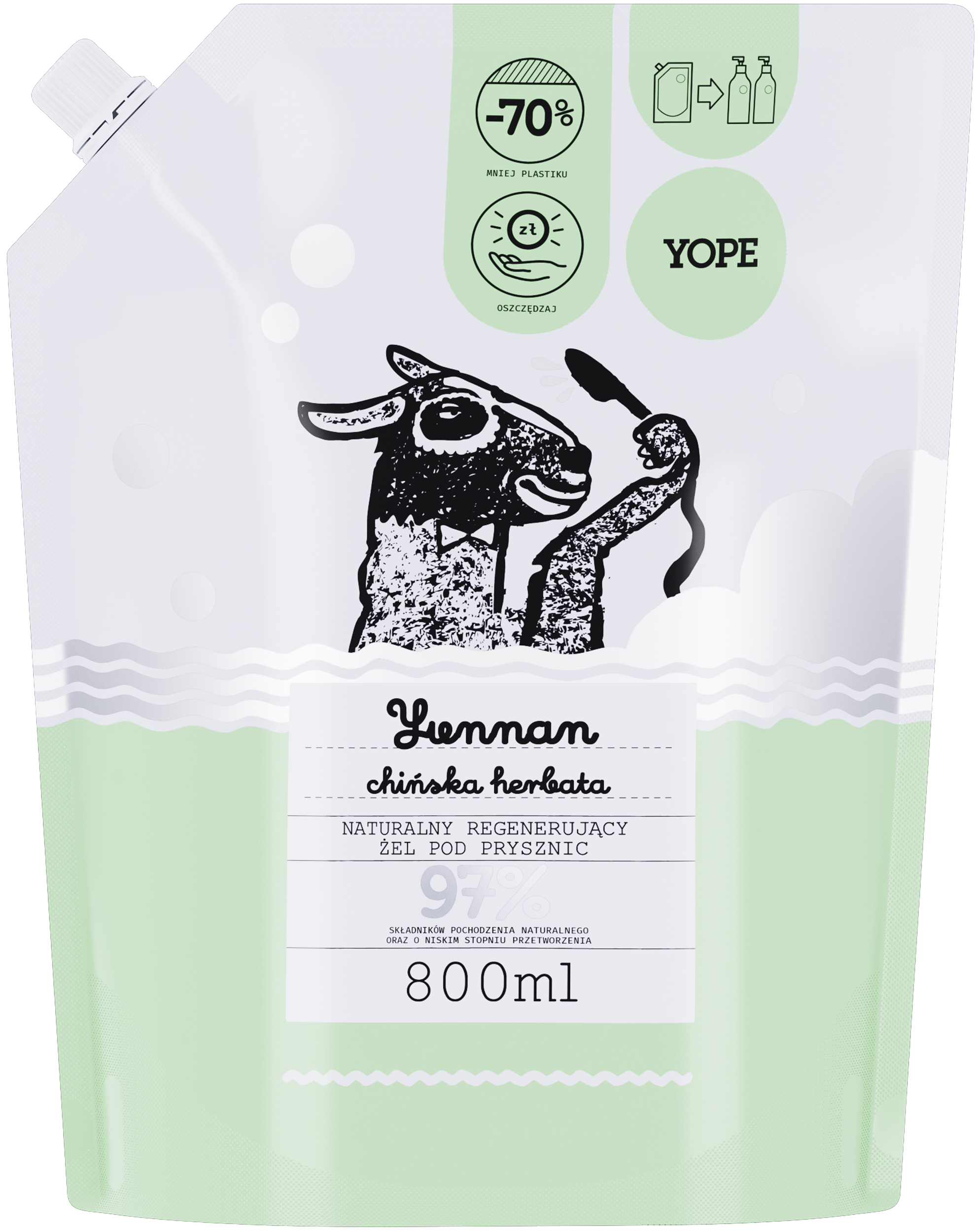 Yope Naturalny Żel Pod Prysznic Yunnan Doypack 97% 800ml