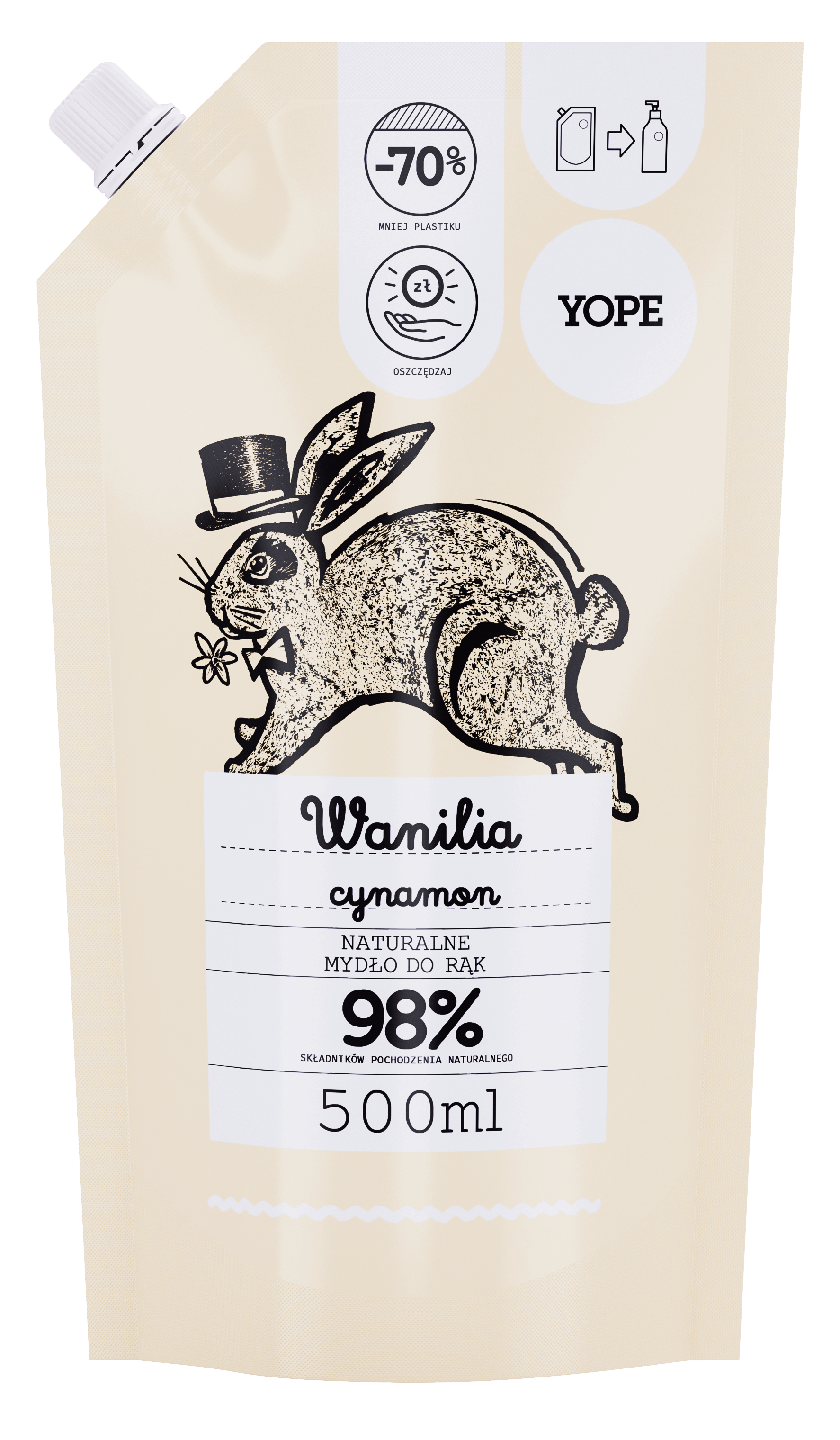 Yope Uzupełnienie Naturalne Mydło Do Rąk Wanilia 98% 500ml