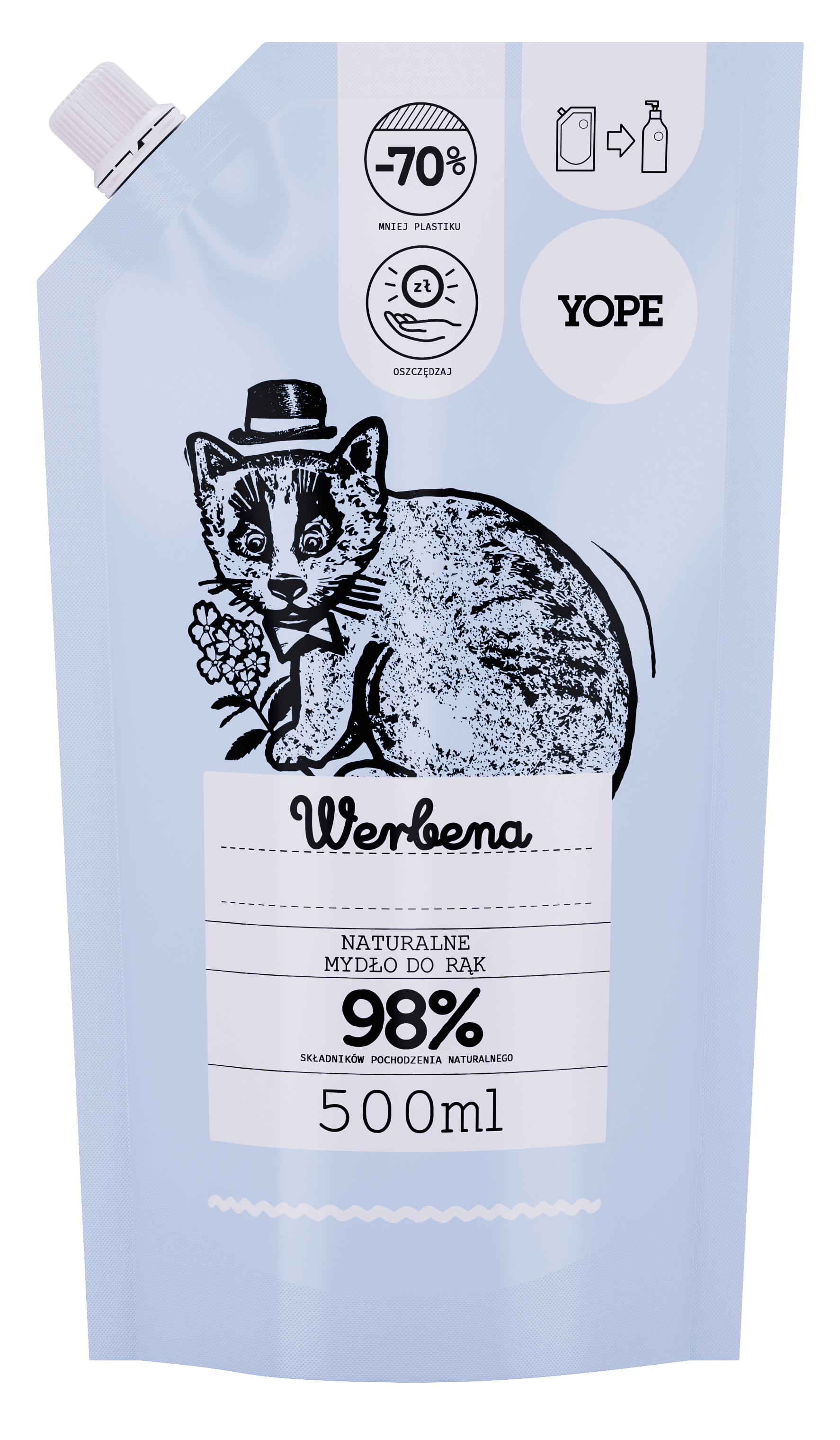 Yope Uzupełnienie Naturalne Mydło Do Rąk Werbena 98% 500ml