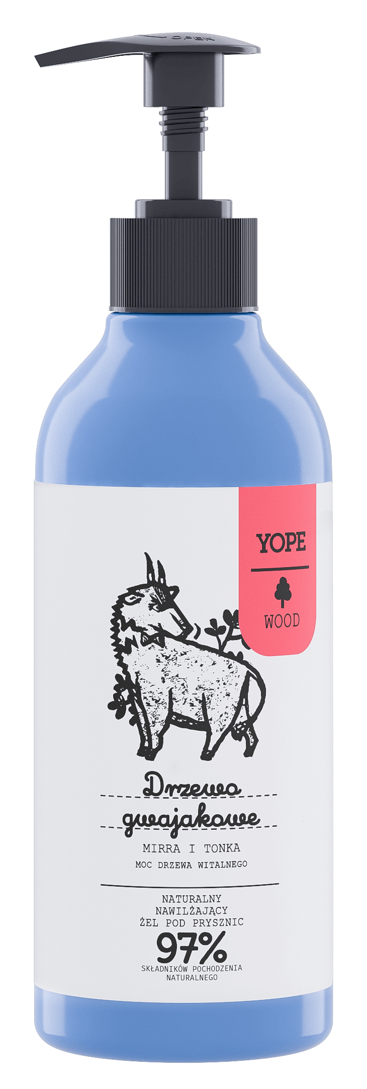 Yope Wood Naturalny Nawilżający Żel Pod Prysznic Drzewo Gwajakowe Mirra I Tonka 98% 400ml