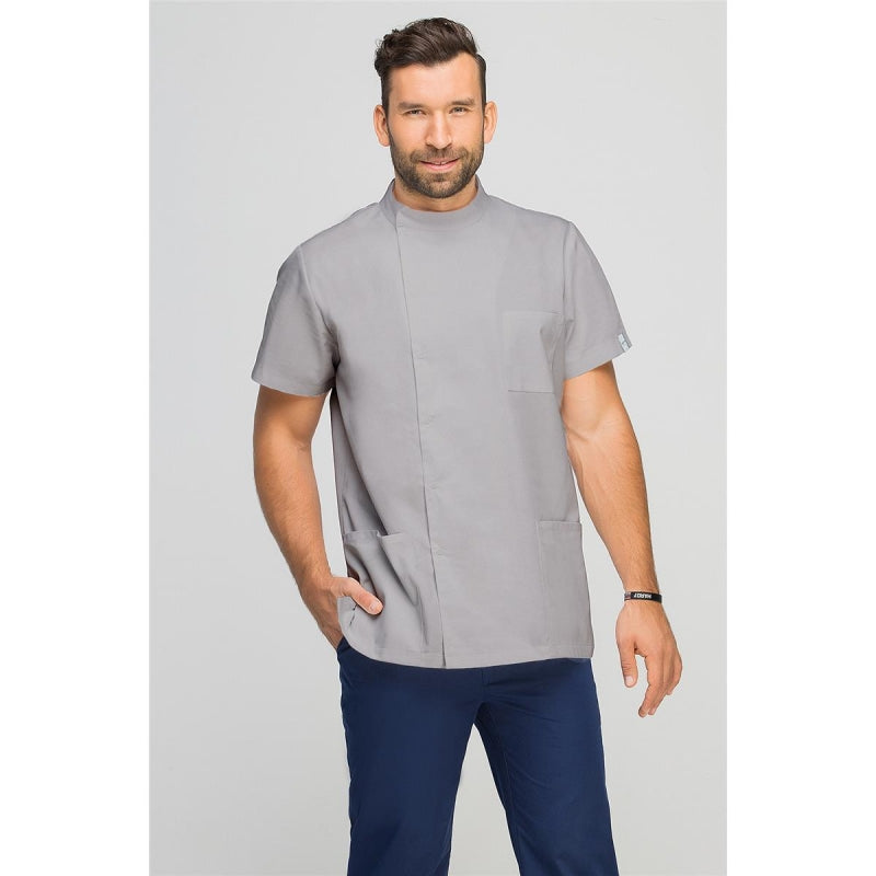 Bluza medyczna męska z boczną stójką szara