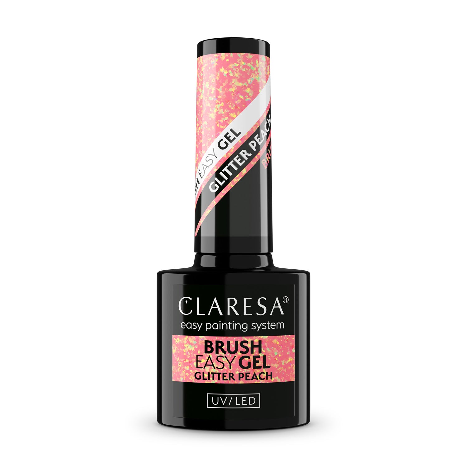 Claresa Żel W Butelce Z Pędzelkiem Brush Easy Gel Glitter Peach 5g