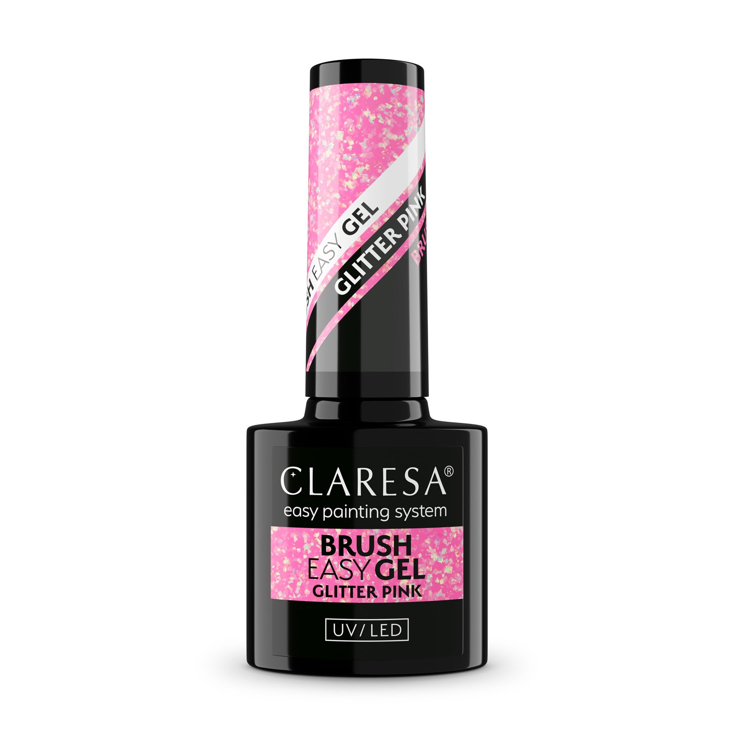 Claresa Żel W Butelce Z Pędzelkiem Brush Easy Gel Glitter Pink 5g