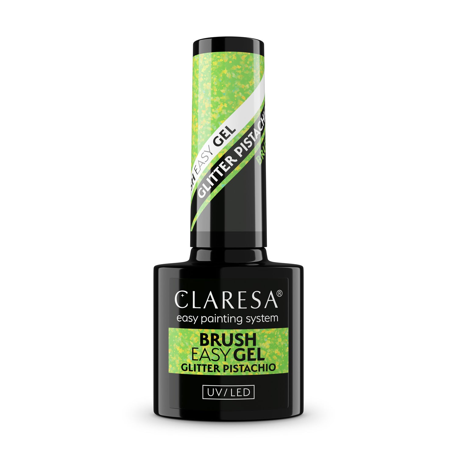 Claresa Żel W Butelce Z Pędzelkiem Brush Easy Gel Glitter Pistachio 5g