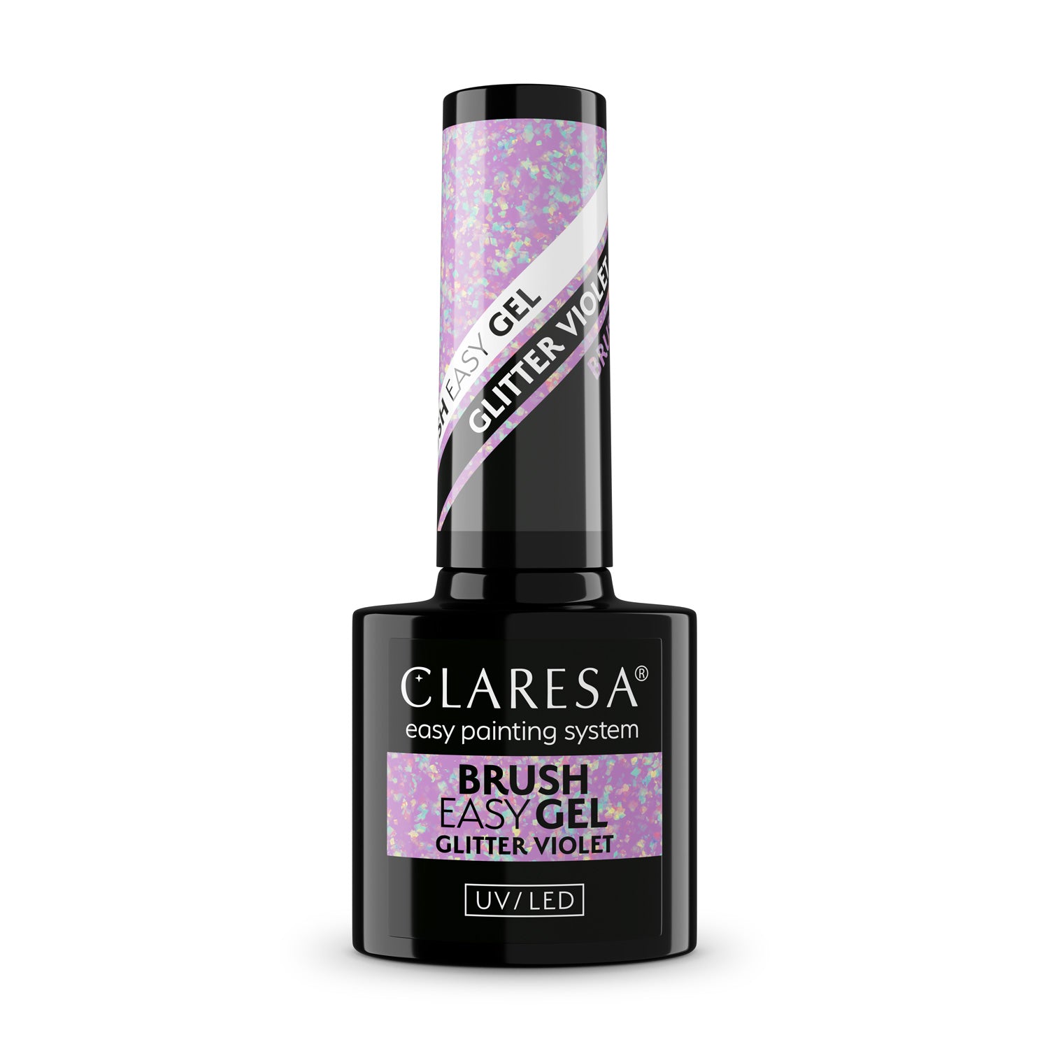 Claresa Żel W Butelce Z Pędzelkiem Brush Easy Gel Glitter Violet 5g