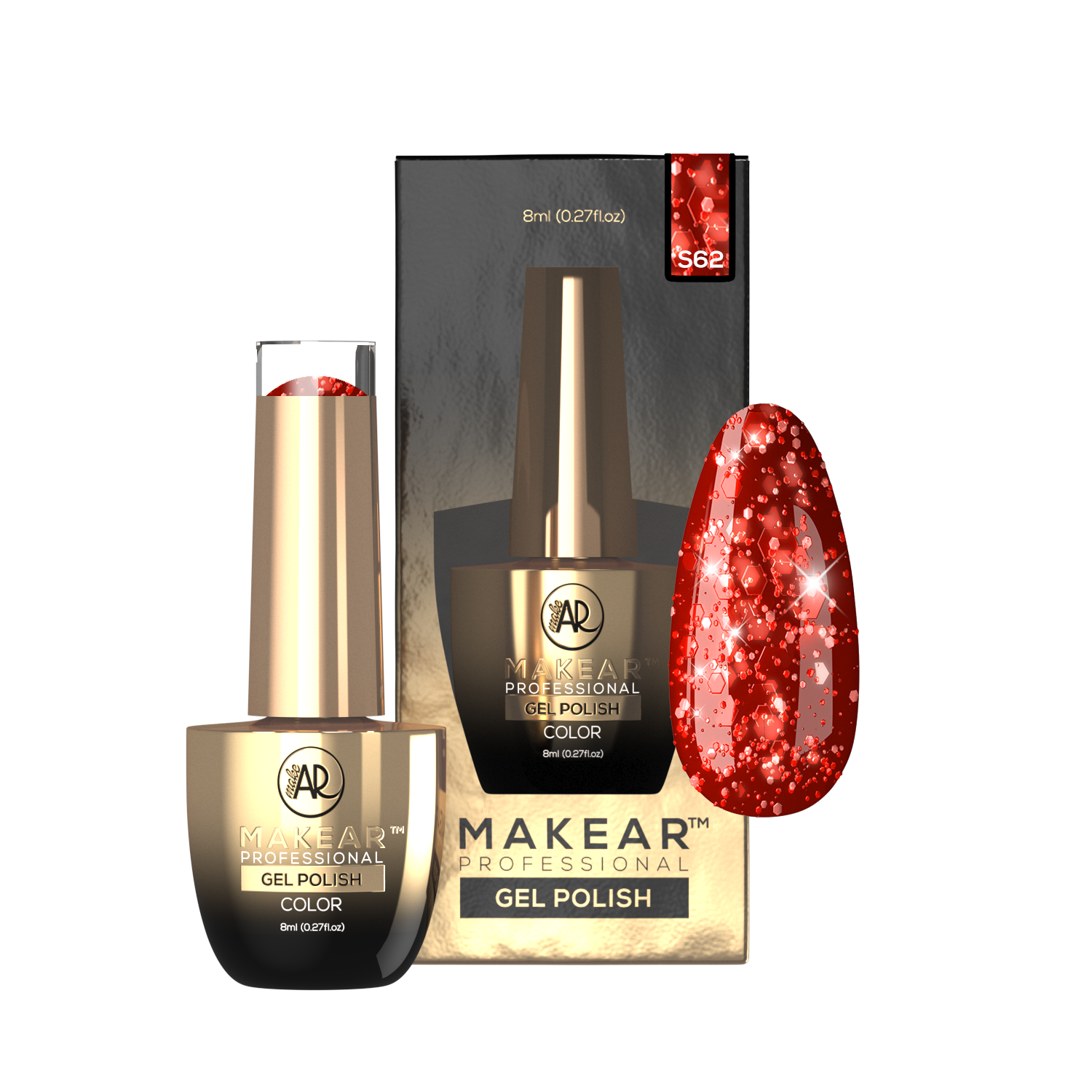 Makear Lakier Hybrydowy S62 Red Star 8Ml